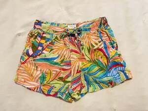 C&C California 100% Linen Tropical Palm Leaf Drawstring Shorts